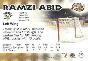 2002-03 Pacific Crown Royale - 2002-03 Pacific Complete #555 Ramzi Abid Back