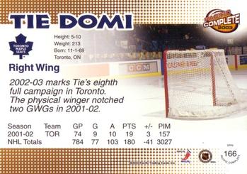2002-03 Pacific Crown Royale - 2002-03 Pacific Complete #166 Tie Domi Back