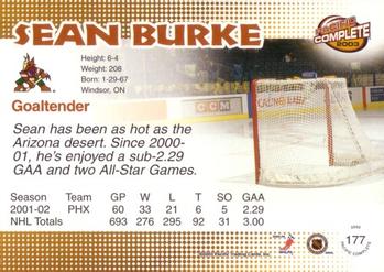 2002-03 Pacific Crown Royale - 2002-03 Pacific Complete #177 Sean Burke Back