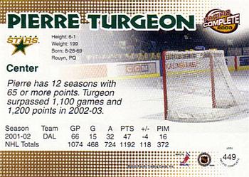 2002-03 Pacific Crown Royale - 2002-03 Pacific Complete #449 Pierre Turgeon Back