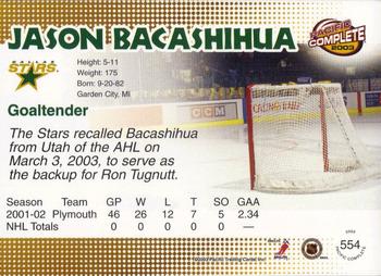 2002-03 Pacific Crown Royale - 2002-03 Pacific Complete #554 Jason Bacashihua Back