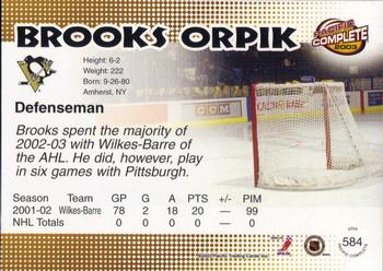 2002-03 Pacific Crown Royale - 2002-03 Pacific Complete #584 Brooks Orpik Back