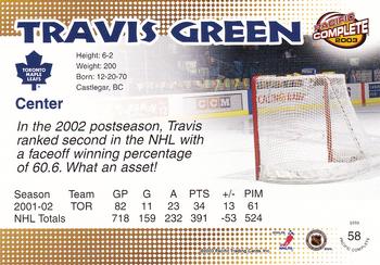 2002-03 Pacific Crown Royale - 2002-03 Pacific Complete #58 Travis Green Back