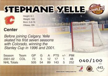 2002-03 Pacific Crown Royale - 2002-03 Pacific Complete Red #443 Stephane Yelle Back