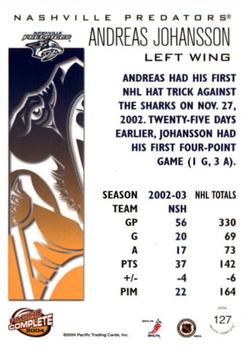 2003-04 Pacific Crown Royale - 2003-04 Pacific Complete #127 Andreas Johansson Back