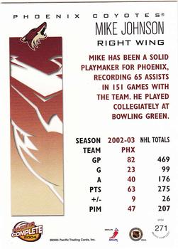 2003-04 Pacific Crown Royale - 2003-04 Pacific Complete #271 Mike Johnson Back