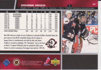 1998-99 Upper Deck Gold Reserve #44 Dominik Hasek Back