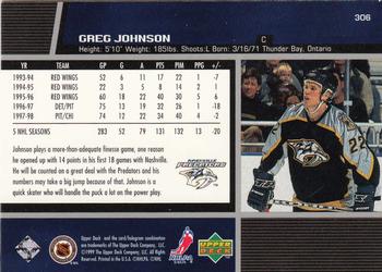 1998-99 Upper Deck Gold Reserve #306 Greg Johnson Back