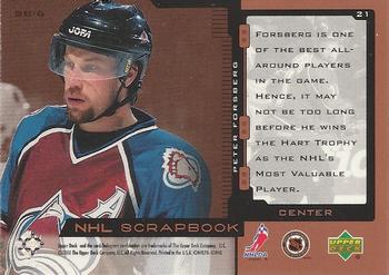 1999-00 Upper Deck - NHL Scrapbook #SB-6 Peter Forsberg Back