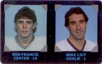 1985-86 7-Eleven NHL Collectors' Series #7 Ron Francis / Mike Liut Front