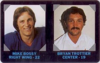 1985-86 7-Eleven NHL Collectors' Series #12 Mike Bossy / Bryan Trottier Front