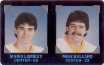 1985-86 7-Eleven NHL Collectors' Series #15 Mario Lemieux / Mike Bullard Front