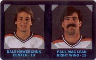 1985-86 7-Eleven NHL Collectors' Series #21 Dale Hawerchuk / Paul MacLean Front