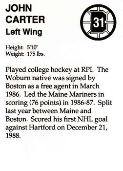 1989-90 Sports Action Boston Bruins #NNO John Carter Back