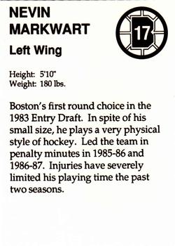 1989-90 Sports Action Boston Bruins #NNO Nevin Markwart Back
