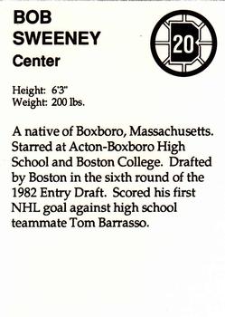 1989-90 Sports Action Boston Bruins #NNO Bob Sweeney Back