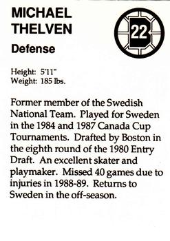 1989-90 Sports Action Boston Bruins #NNO Michael Thelven Back