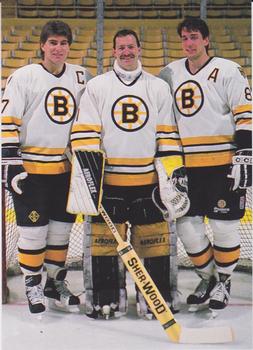 1989-90 Sports Action Boston Bruins Update #NNO Bruins Leaders (Bourque, Lemelin, Neely) Front