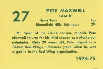 1974-75 Sioux City Musketeers (USHL) #10 Pete Maxwell Back