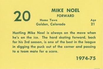 1974-75 Sioux City Musketeers (USHL) #11 Mike Noel Back