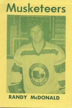 1974-75 Sioux City Musketeers (USHL) #12 Randy McDonald Front