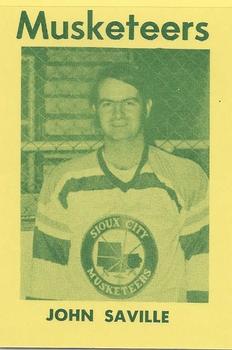 1974-75 Sioux City Musketeers (USHL) #20 John Saville Front