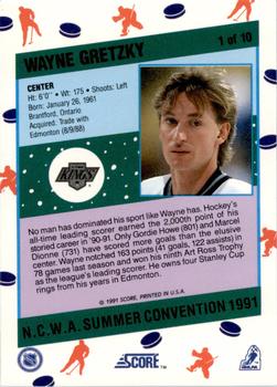 1991 Score National Candy Wholesalers of America (N.C.W.A.) Summer Convention #1 Wayne Gretzky Back