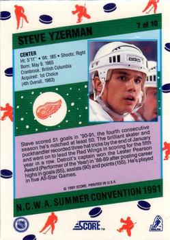 1991 Score National Candy Wholesalers of America (N.C.W.A.) Summer Convention #7 Steve Yzerman Back