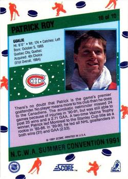 1991 Score National Candy Wholesalers of America (N.C.W.A.) Summer Convention #10 Patrick Roy Back