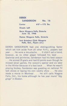 1971-72 Boston Bruins #NNO Derek Sanderson Back