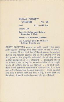 1971-72 Boston Bruins #NNO Gerry Cheevers Back