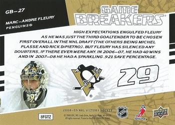2008-09 Upper Deck Victory - Game Breakers #GB-27 Marc-Andre Fleury Back