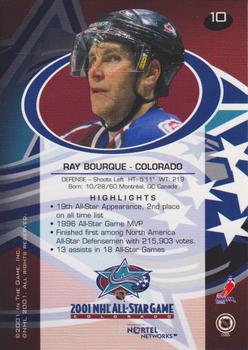2001 Nortel Networks All-Star Game Sheets #10 Ray Bourque Back