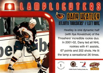 2002-03 Pacific - Lamplighters #1 Dany Heatley Back