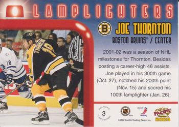 2002-03 Pacific - Lamplighters #3 Joe Thornton Back