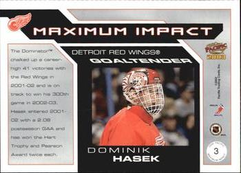 2002-03 Pacific - Maximum Impact #3 Dominik Hasek Back