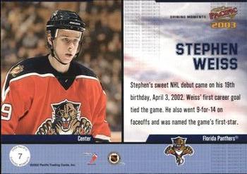 2002-03 Pacific - Shining Moments #7 Stephen Weiss Back