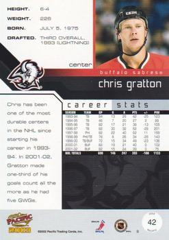 2002-03 Pacific - Red #42 Chris Gratton Back