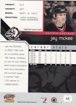 2002-03 Pacific - Red #45 Jay McKee Back