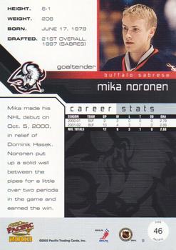 2002-03 Pacific - Red #46 Mika Noronen Back