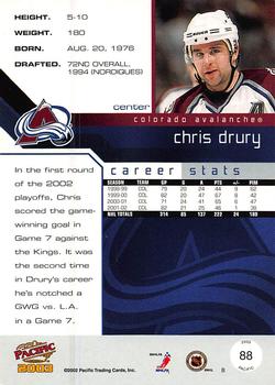 2002-03 Pacific - Red #88 Chris Drury Back