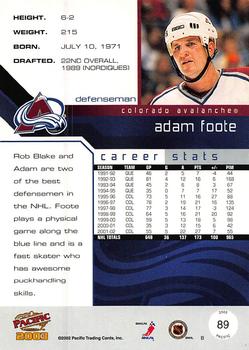 2002-03 Pacific - Red #89 Adam Foote Back