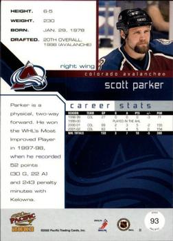 2002-03 Pacific - Red #93 Scott Parker Back