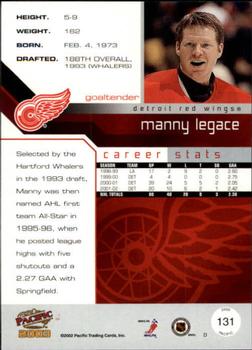 2002-03 Pacific - Red #131 Manny Legace Back