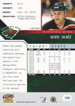 2002-03 Pacific - Red #188 Wes Walz Back