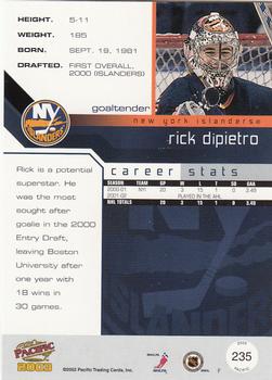 2002-03 Pacific - Red #235 Rick DiPietro Back