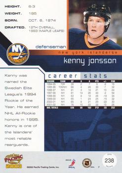 2002-03 Pacific - Red #238 Kenny Jonsson Back