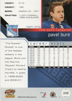 2002-03 Pacific - Red #249 Pavel Bure Back
