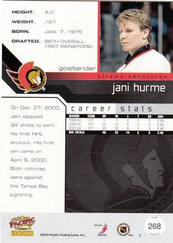 2002-03 Pacific - Red #268 Jani Hurme Back