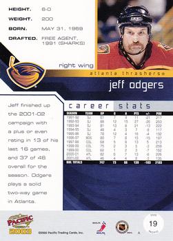 2002-03 Pacific - Red #19 Jeff Odgers Back